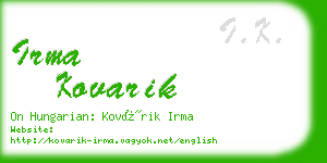 irma kovarik business card